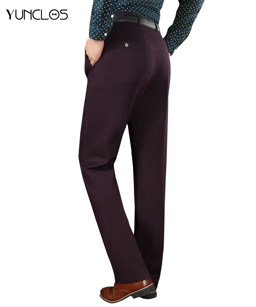 YUNCLOS формальный костюм брюки для мужчин фиолетовый Pantalon Hombre длинные мужские