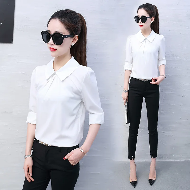 Блузка Женская длинная шифоновая белая на лето 2019|Блузки| |