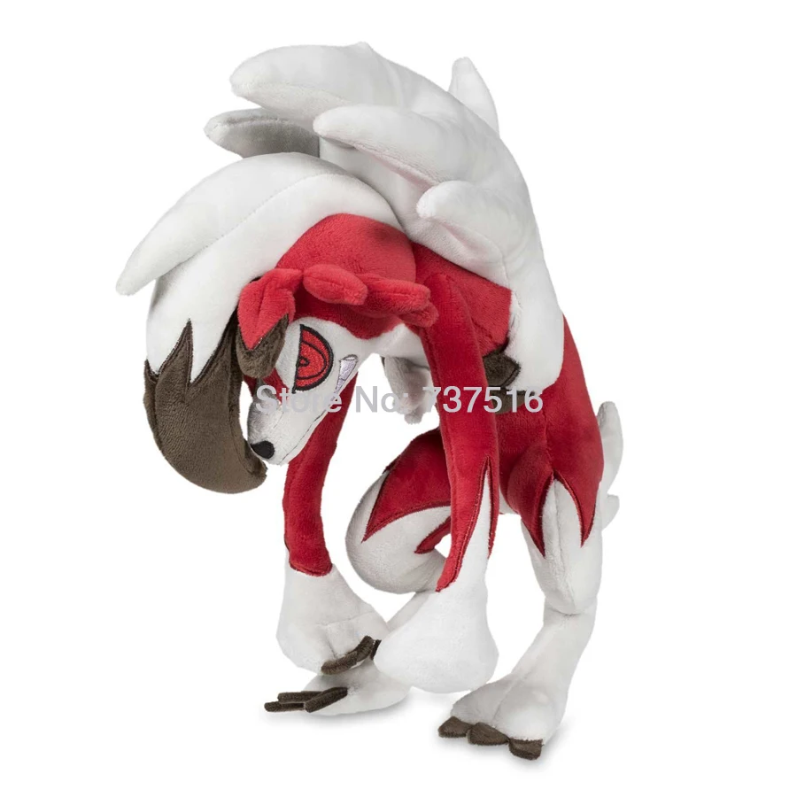 Новая плюшевая кукла с вышитыми глазами и зубастой усмешкой аниме Alolan Lycanroc