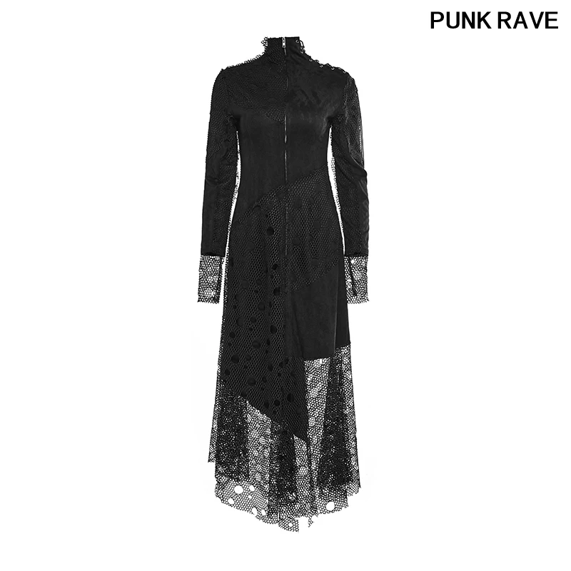 Готическое асимметричное Сетчатое строченное платье благородное ажурное