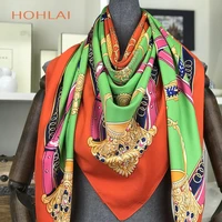 100 silk scarf women bandana hijab spring autumn female square silk scarves for women printed shawls beach cover ups 130130cm