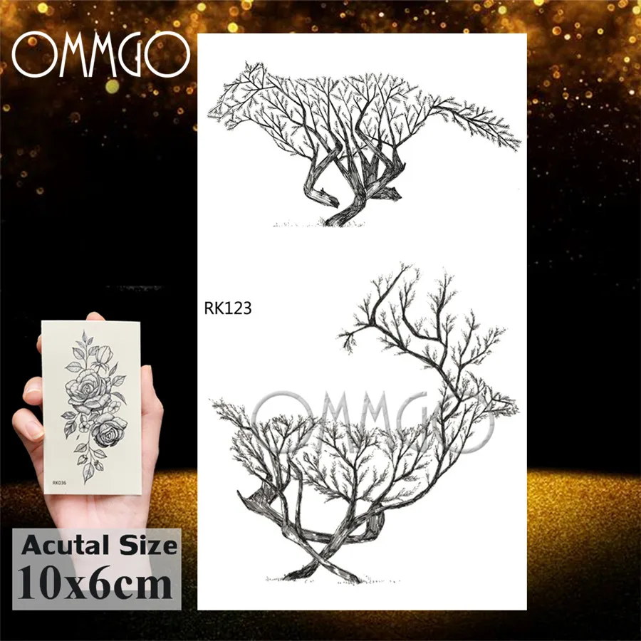 Временные татуировки OMMGO с леопардовым принтом и персиковым деревом для женщин