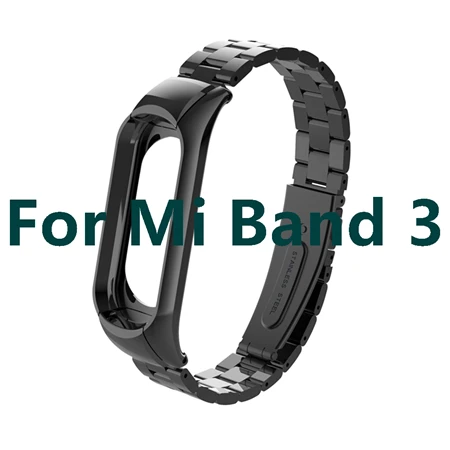 Black For Band 3 Браслет из нержавеющей стали, ремешок для Xiaomi mi, браслет 4, металлический твердый mi Band 3, ремешок для Xiaomi mi, ремешок 3, сменный ремешок для смарт-часов - Цвет: Black For Band 3
