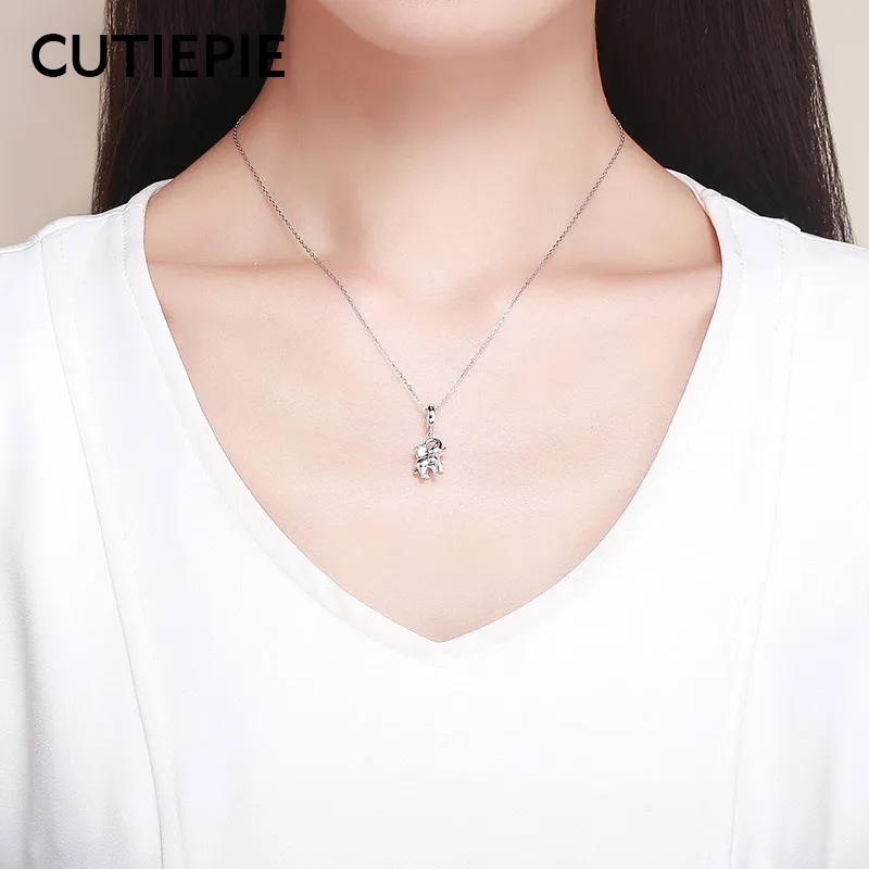 CUTIEPIE 100% Настоящее серебро 925 пробы животных Счастливый Слон амулеты сделай сам