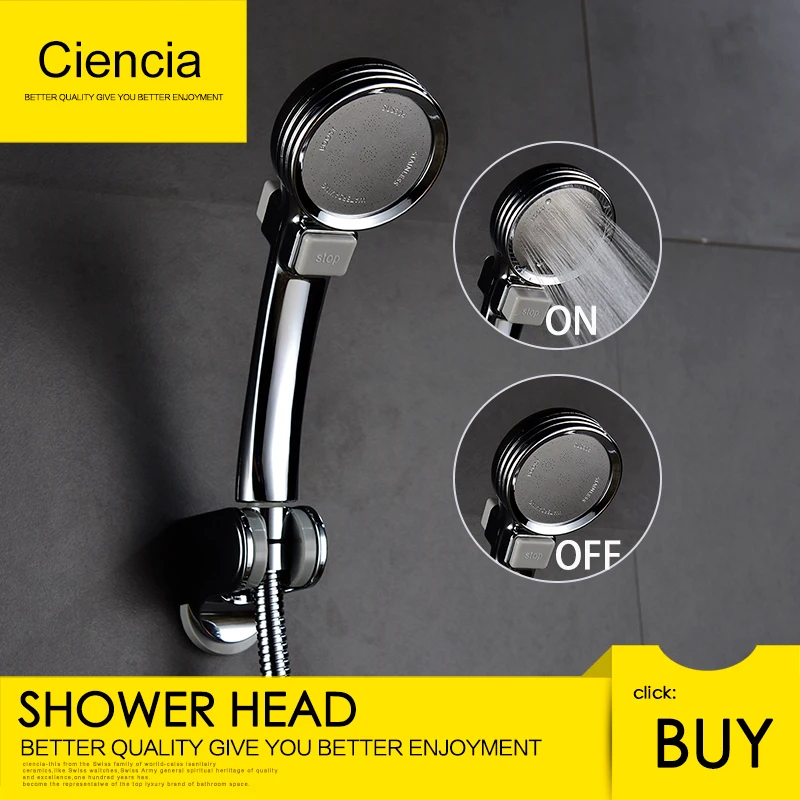 Free Shipping Withe Handheld Shower Head with On/Off Switch Handle a Shut Off Hand Held head Set | Строительство и ремонт