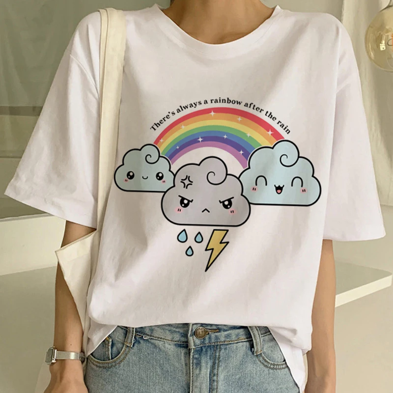 3157 Футболка с радугой, милая Футболка Harajuku, женская футболка Ullzang Rainbow Unicorn, модная футболка с коротким рукавом, Kawaii, женские футболки - Цвет: 3157