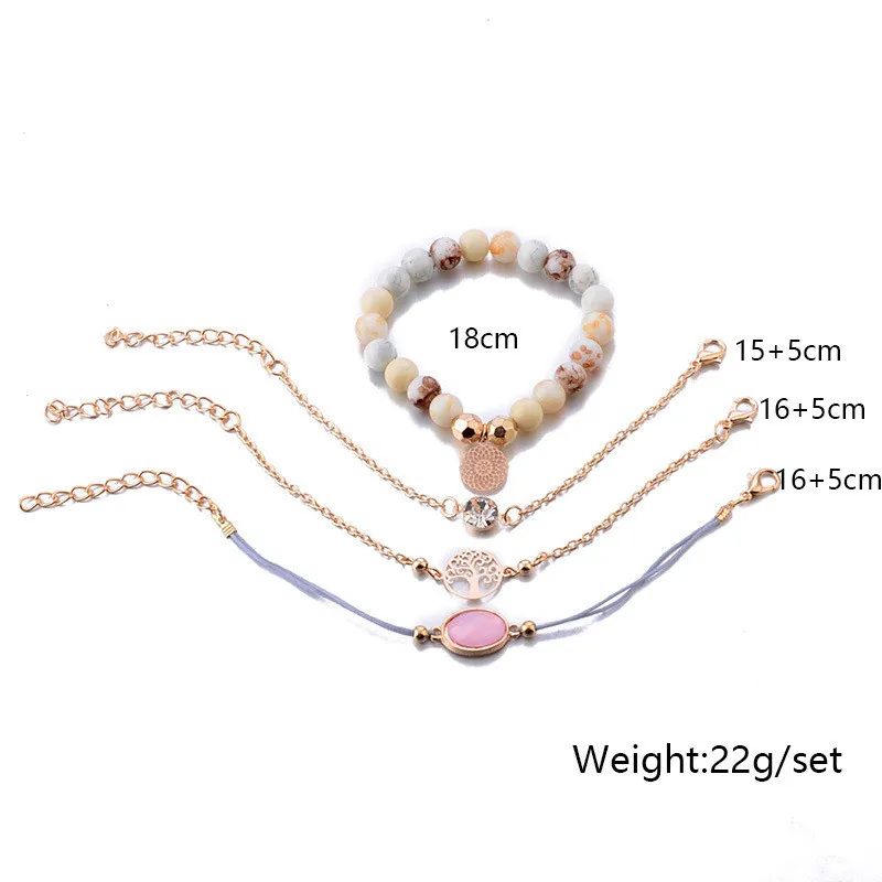 Браслеты LETAPI 4 шт./лот в богемном стиле с картой и цветами Набор браслетов для