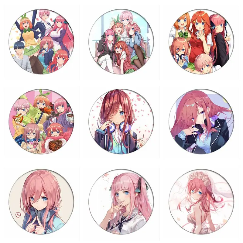 

Anime Gotoubun no Hanayome Cosplay Badges Itsuki Ichika Nino Miku Nakano Brooch Pins Icon Collection Breastpin for Bag Clothes