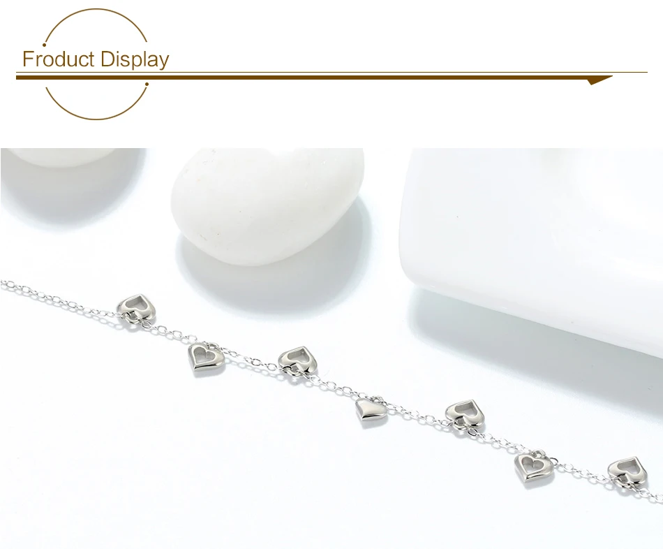ORSA JEWELS Настоящее 925 пробы серебряные женские браслеты в форме сердца полированные девушки любят Свадебные серебряные украшения подарки SB37