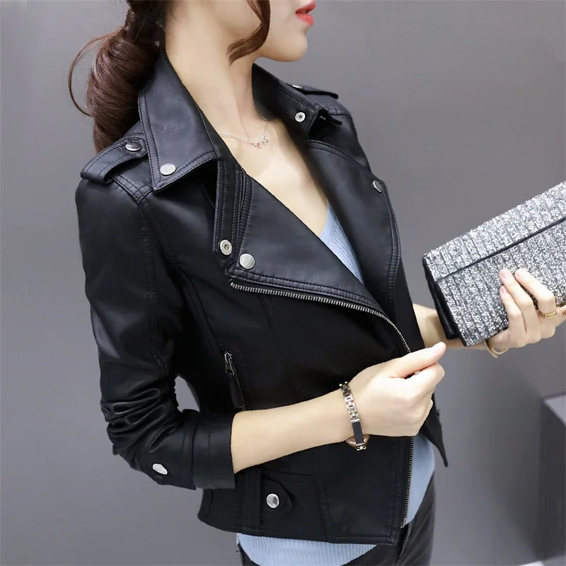 Локомотивная одежда из искусственной кожи женская короткая секция весна осень