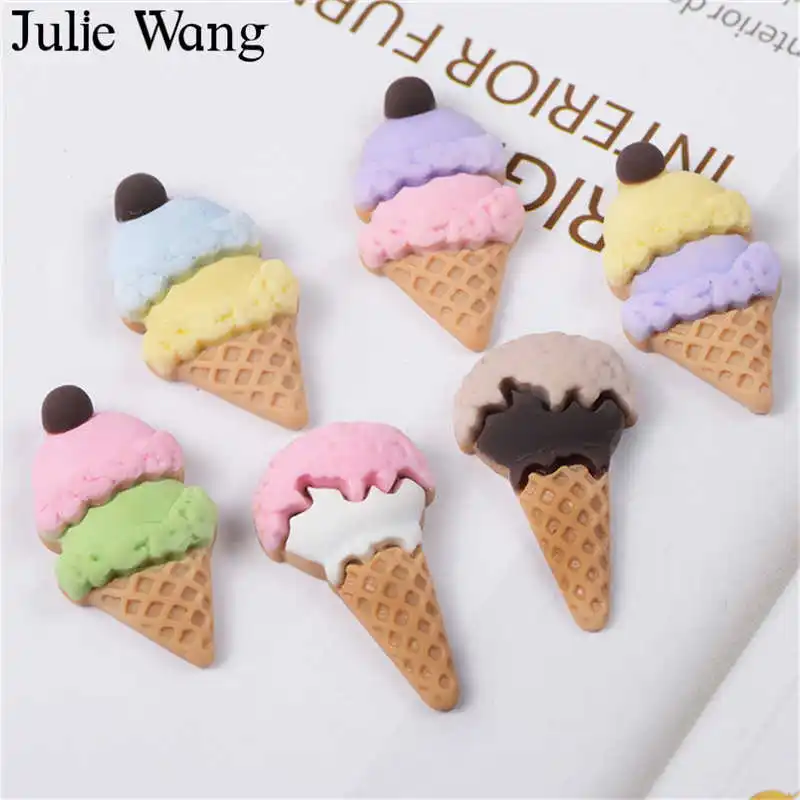 Julie Wang 10 шт. Смешанные Подвески из смолы для мороженого искусственная еда
