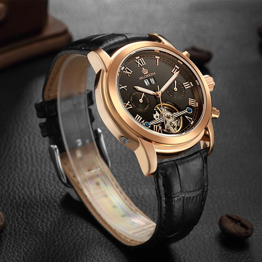 Автоматические часы MG.ORKINA MG Tourbillon роскошные золотые механические наручные для