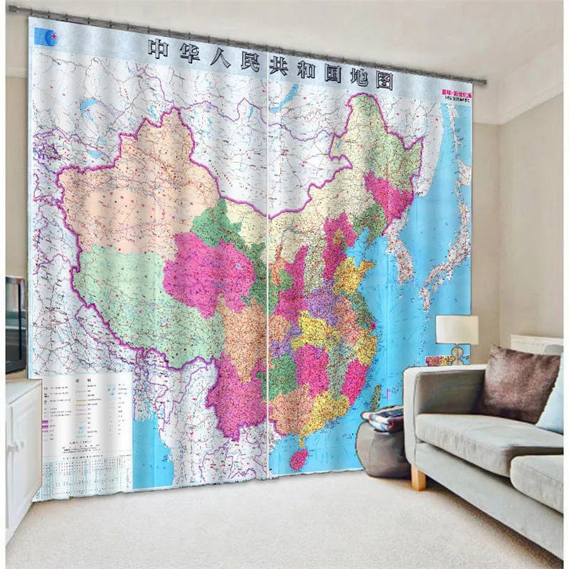 

Window Curtains Living Room decoration Bedroom Customized size Drapes Cortinas Rideaux Map of the world pillowcase