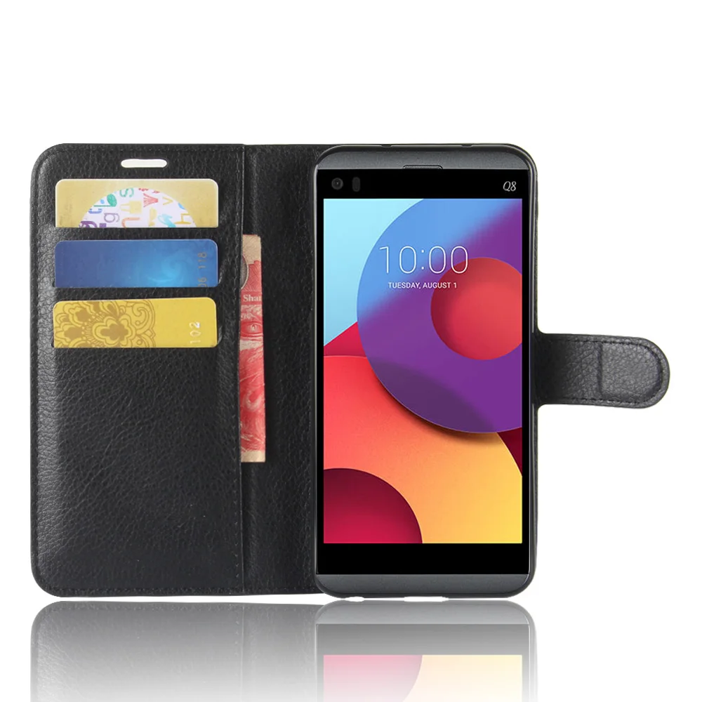 Роскошный кошелек кожаный чехол для LG Q8 флип защитный телефона карты Visa слот V20