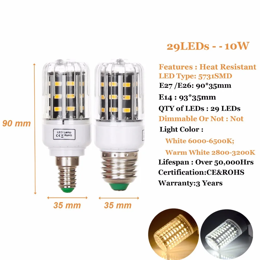 Светодиодный Светодиодная лампа Кукуруза лампы E27 E14 10W 18W 25W 30W 36W 5731 5730 SMD ярко
