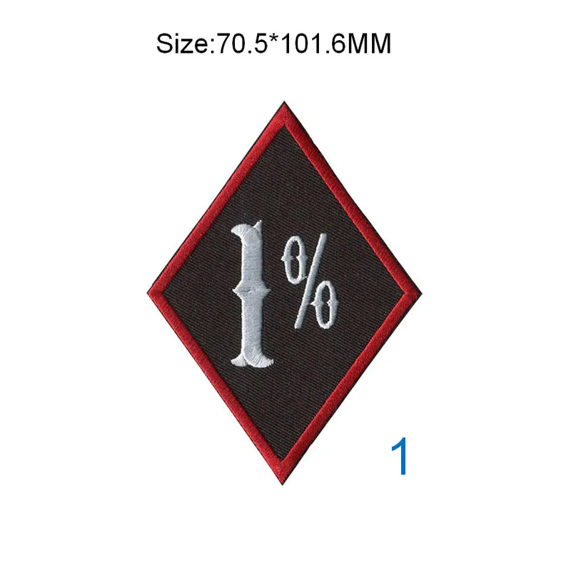 Один перцентр 1% вышитые патчи и рокеры для outlaw мотоциклетных клубов и индивидуальных байкеров с железом на подложке - Цвет: 69-1 One percenter
