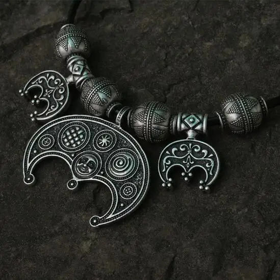 Lanseis 1 шт. Viking ювелирные изделия Одежда для дам Viking Boob Bling Подвеска славянский оберег Lunula женские ювелирные изделия - Окраска металла: Покрытие антикварным серебром