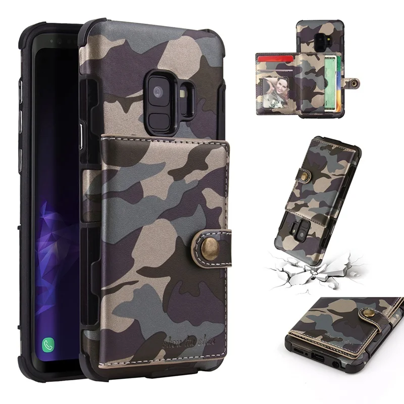 Case For Samsung Galaxy S9 Cover Plus luxury Camouflage Card slot Wallet bags Soft case for kimTHmall | Мобильные телефоны и
