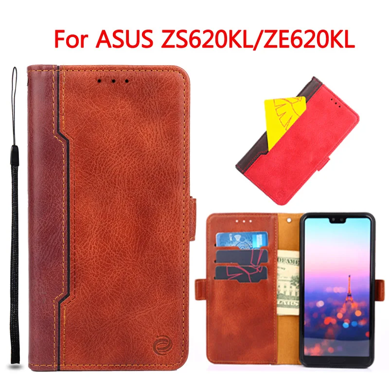 Чехол для ASUS Zenfone 5Z ZS620KL ZE620KL PU кожаный кошелек подставка телефона контрастный