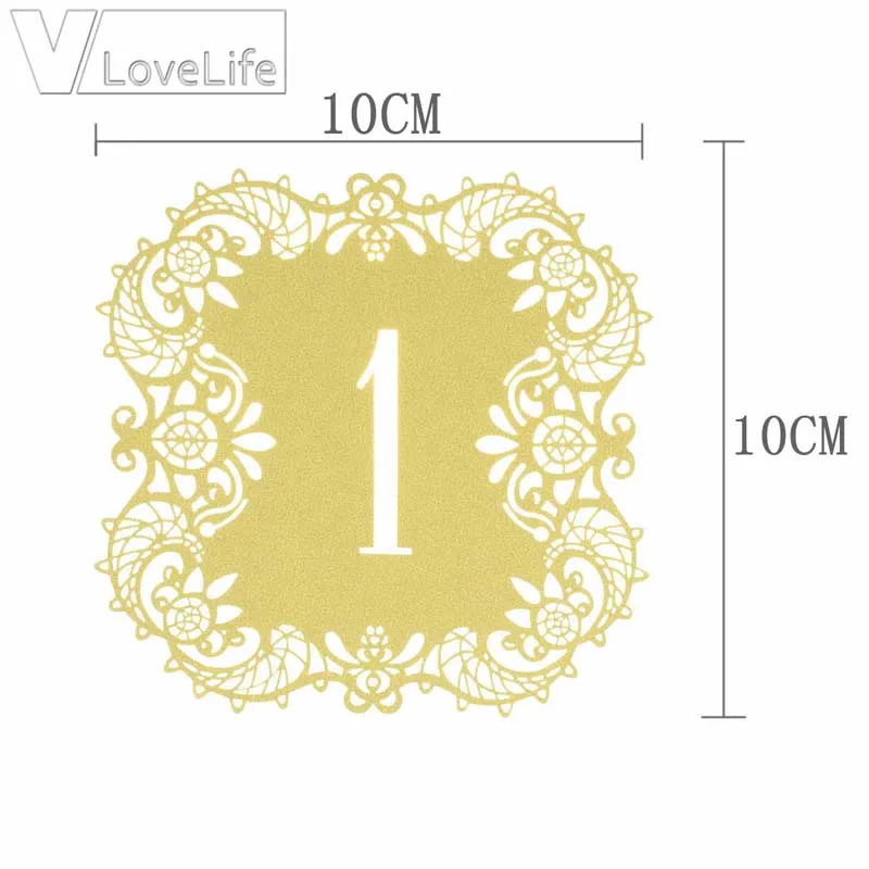 10pcs/set 10 Numbers gold Hollow Lace Table Number Cards Rustic Wedding Centerpieces Vintage Event &amp Party Supplies | Дом и сад