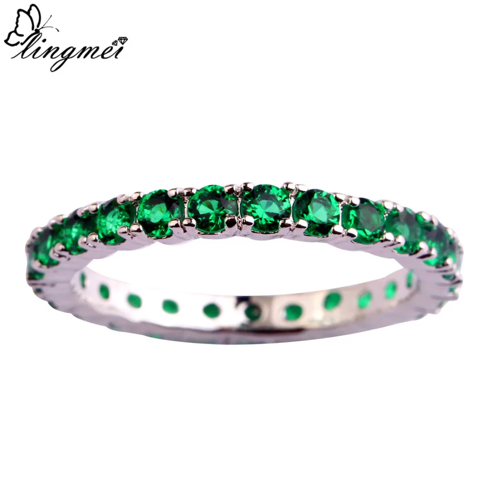 Женское кольцо с фианитом lingmei серебряное круглой формы класса ААА размер 6 13|jewelry