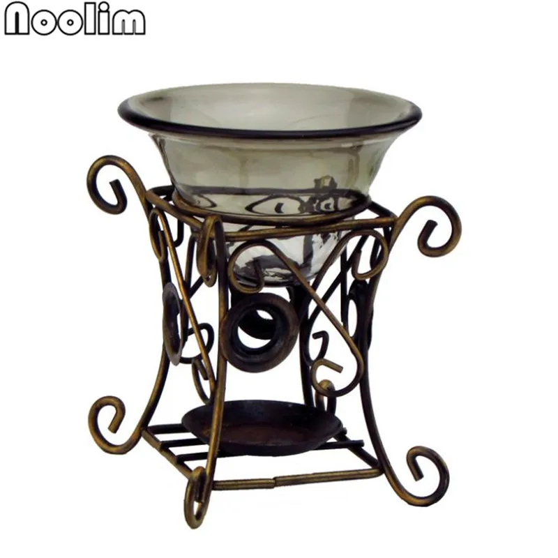 Ретро железная Рамка стеклянная свеча ароматизатор лампа масляная печь Арома