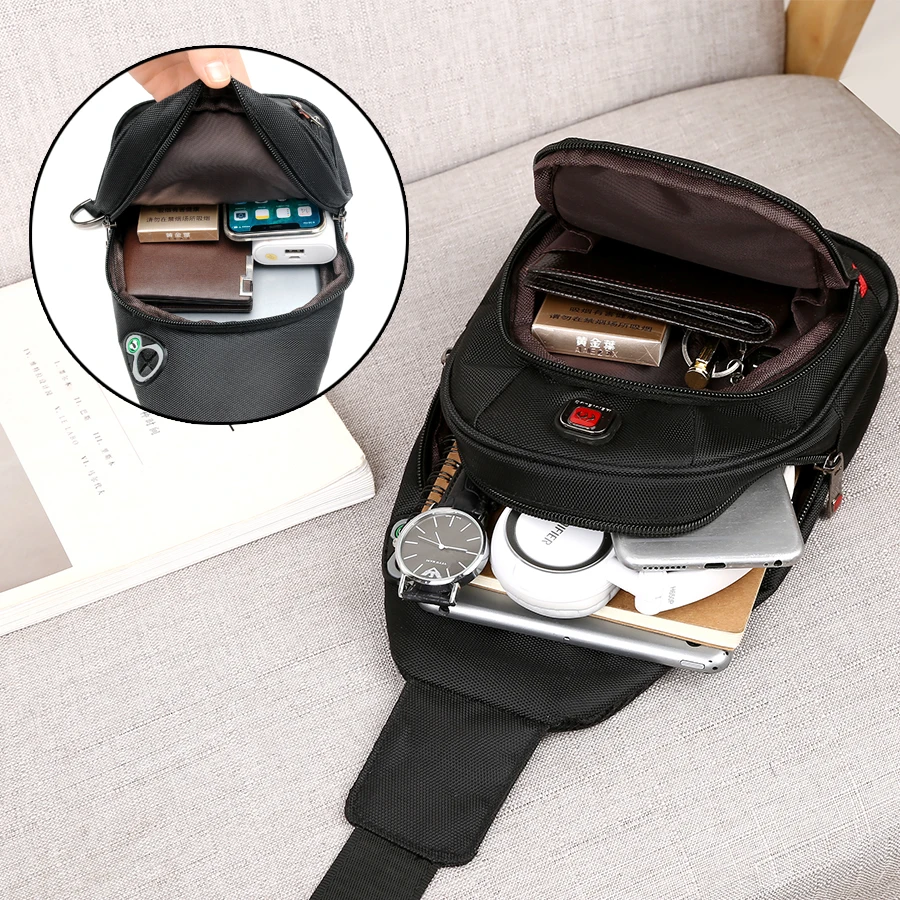 

2018 New Men Crossbody Bag Casual Waterproof Nylon Single Shoulder Strap Pack Messenger Chest Bag Pack for Men