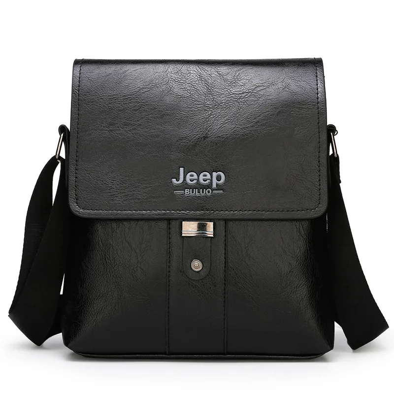 1508-Black Мужской комплект сумка на плечо jeep buluo, цвет хаки, портфель и кошелек из искусственной кожи, деловая сумка для документов, брендовая сумка, все сезоны - Цвет: 1508-Black