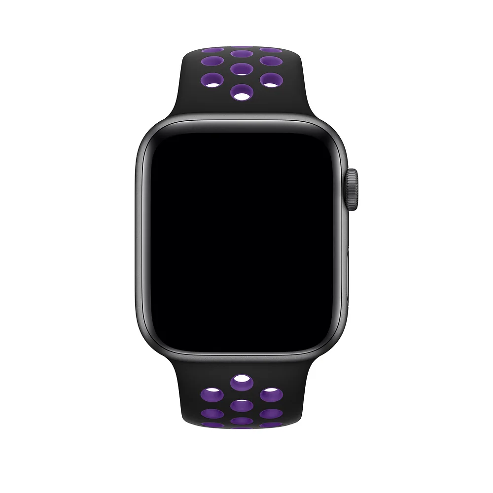 Замена KeBitt спортивный ремешок для Apple Watch 38 мм 40 мм 42 мм 44 мм, силиконовый ремешок, Браслет совместим с iWatch серии 5/4 - Цвет ремешка: Black and Purple