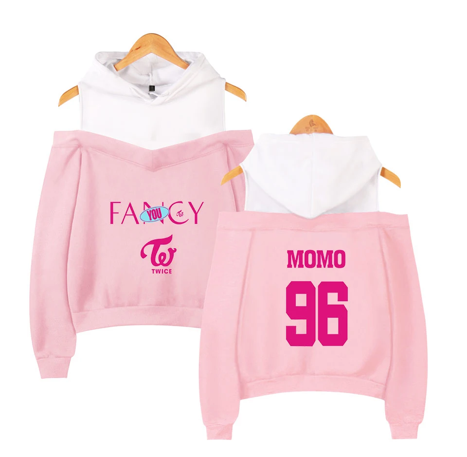 Twice Fancy розовые толстовки женские летние Harajuku с открытыми плечами модная толстовка, худи в Корейском стиле женская одежда Kawaii Kpop