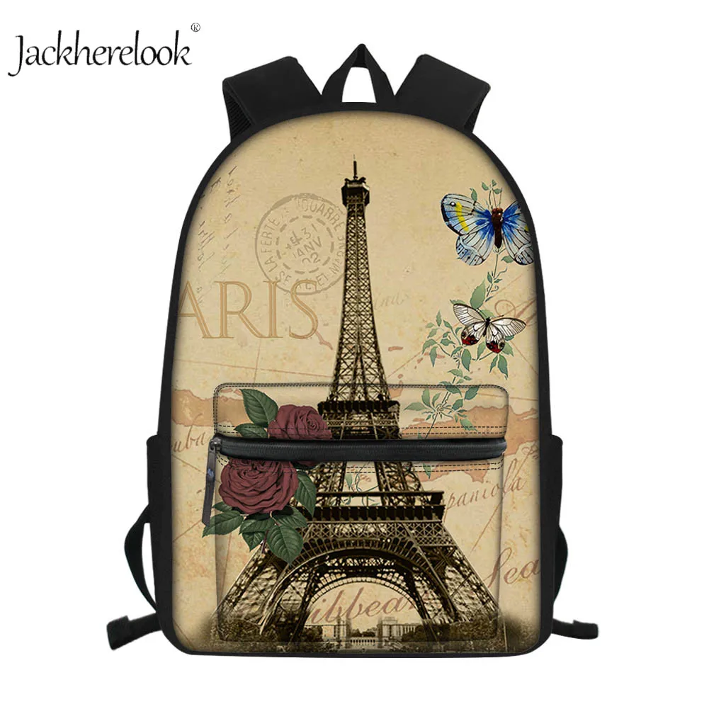 Jackhereook женский винтажный холщовый рюкзак с изображением Эйфелевой башни