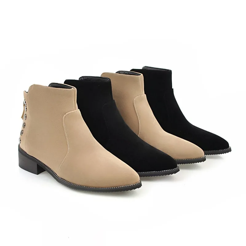 Smirnova/модные ботинки больших размеров Ботинки из флока с острым носком