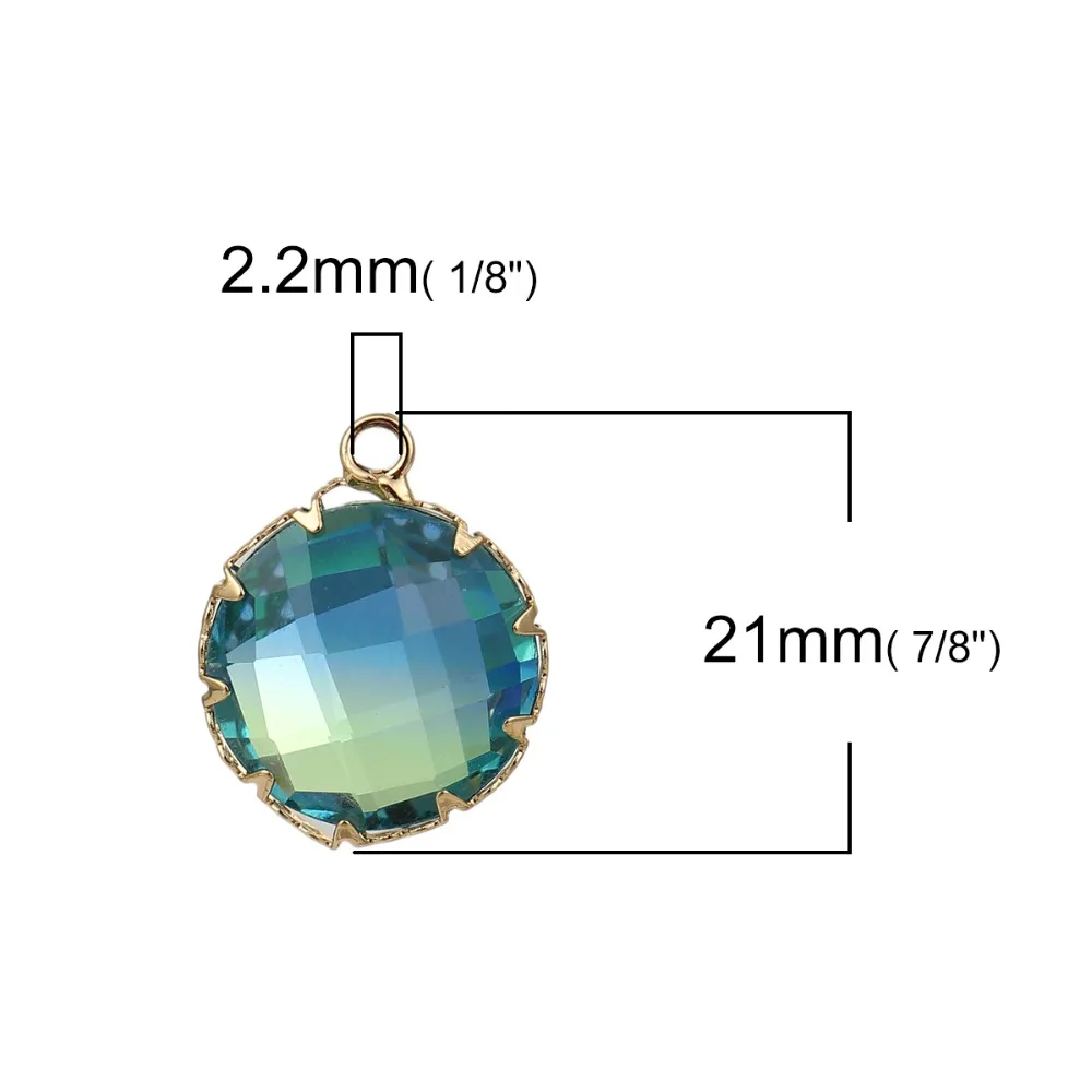 DoreenBeads медный стеклянный кулон с золотым покрытием цветные граненые