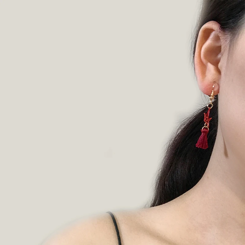 8 Kinds Red Paper Crane Little Tassels Long Chain Shiny Crystal Love Heart Dangle Earrings Golden Drop For Women | Украшения и