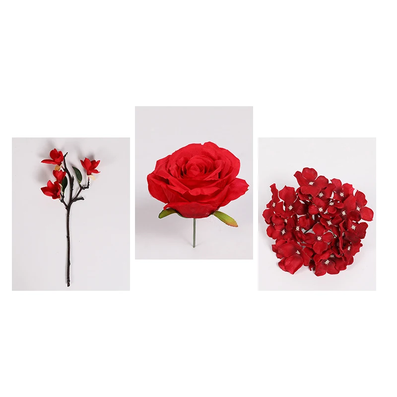 Large Round Rose Magnolia Hydrangea Artificial Combination Fake Flower Wreath for Home DIY Wedding Decor Handmade Winding Crafts | Дом и сад
