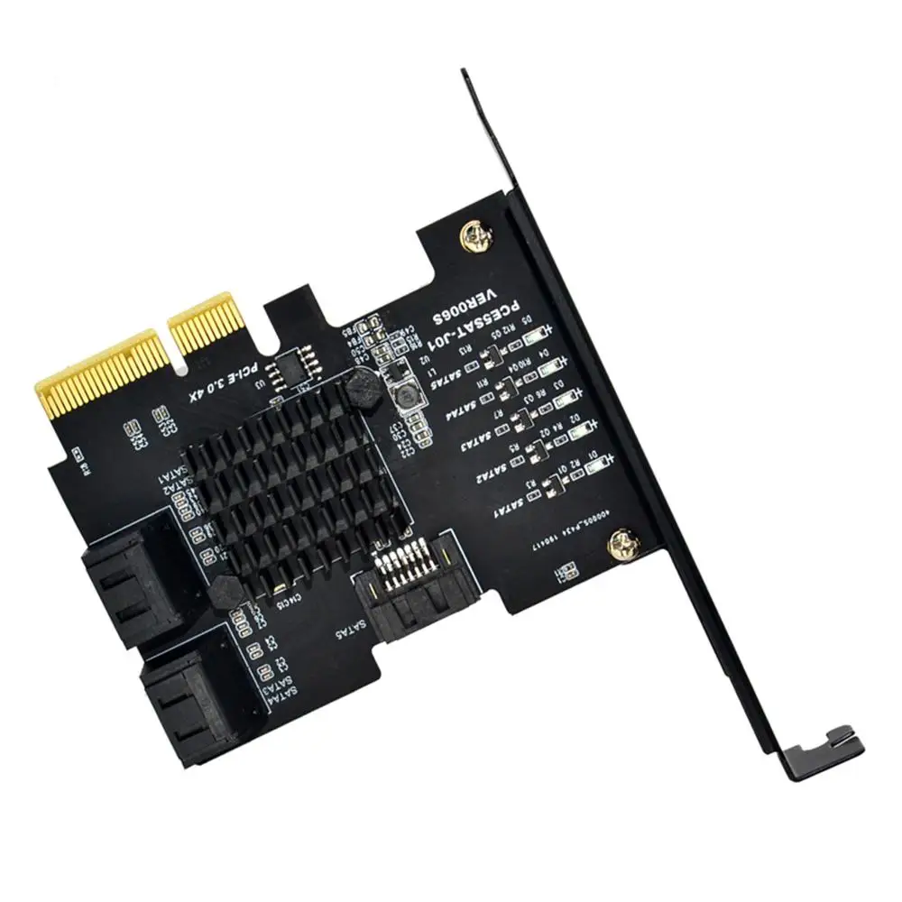 

JMS585 Chip 5Ports SATA 3.0 to PCIe PCI-E Expansion Card 4X GEN3 PCI Express SATA Adapter SATA3 Converter with Heat Sink for HDD