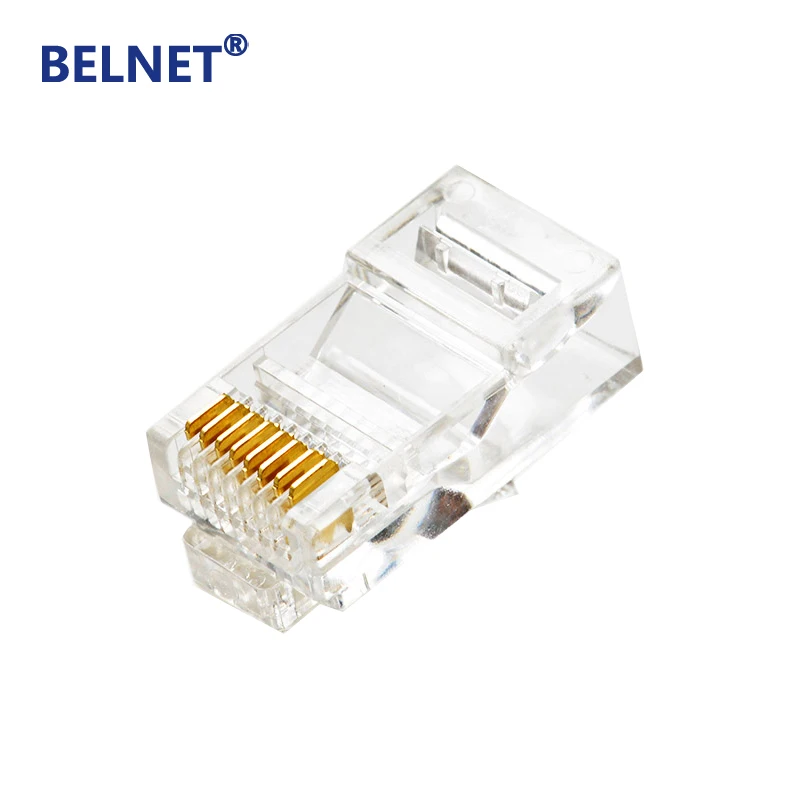BELNET 100 шт. RJ45 разъем Cat6 UTP неэкранированный 8P8C 24k 50u позолоченный модульный Ethernet