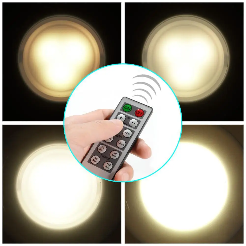 LumiParty 12PCS Wireless LED Puck Night Light Set Dimmer Timer Battery Powered LightRemote Control Suitable for Kitchen Cabinet | Освещение