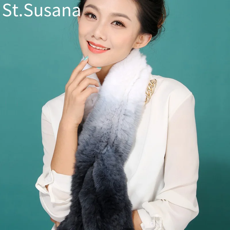 2018 Осень Зима Женский мягкий шарф из натурального меха кролика рекс шарфы diy