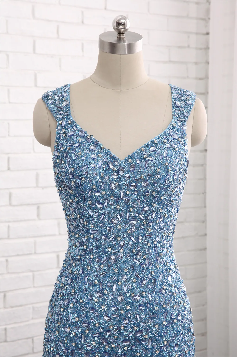 Светло Голубые Вечерние Платья Robe de Soiree 2017 платье Русалочки с v образным вырезом