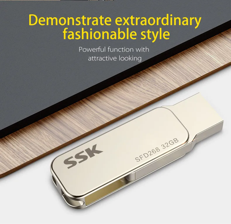 SSK SFD268 USB флеш-накопитель 64 ГБ USB 2,0 флеш-накопители высокоскоростной металлический водонепроницаемый