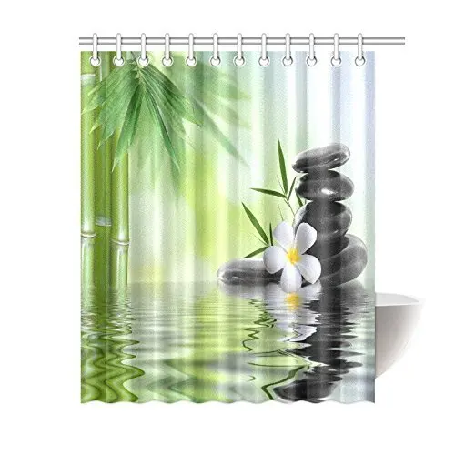 Сад с Frangipani Bamboo Zen базальтовые камни японский релаксационный роскошный дорожный дизайн ванная душевая занавеска