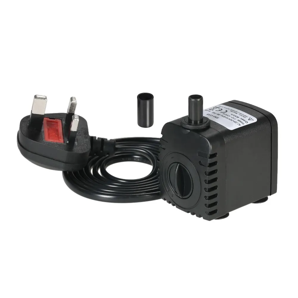 UK Plug 600L/H 8 Вт погружной водяной насос для аквариума настольные фонтанчики пруд садов и гидропоники системы с 2 насадки - Цвет: UK Plug