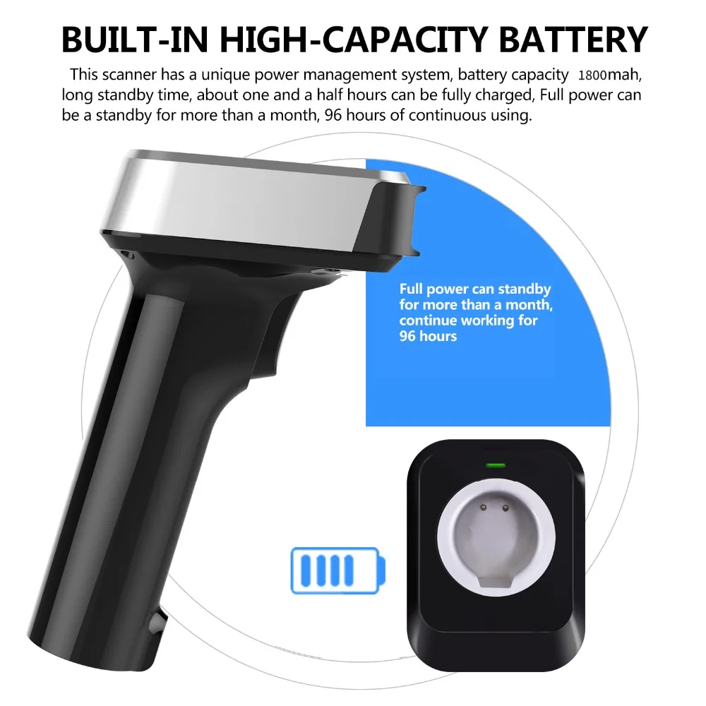 Сканер штрих кодов Symcode 1D 2D Bluetooth беспроводной PDF 417 матрица данных считыватель QR