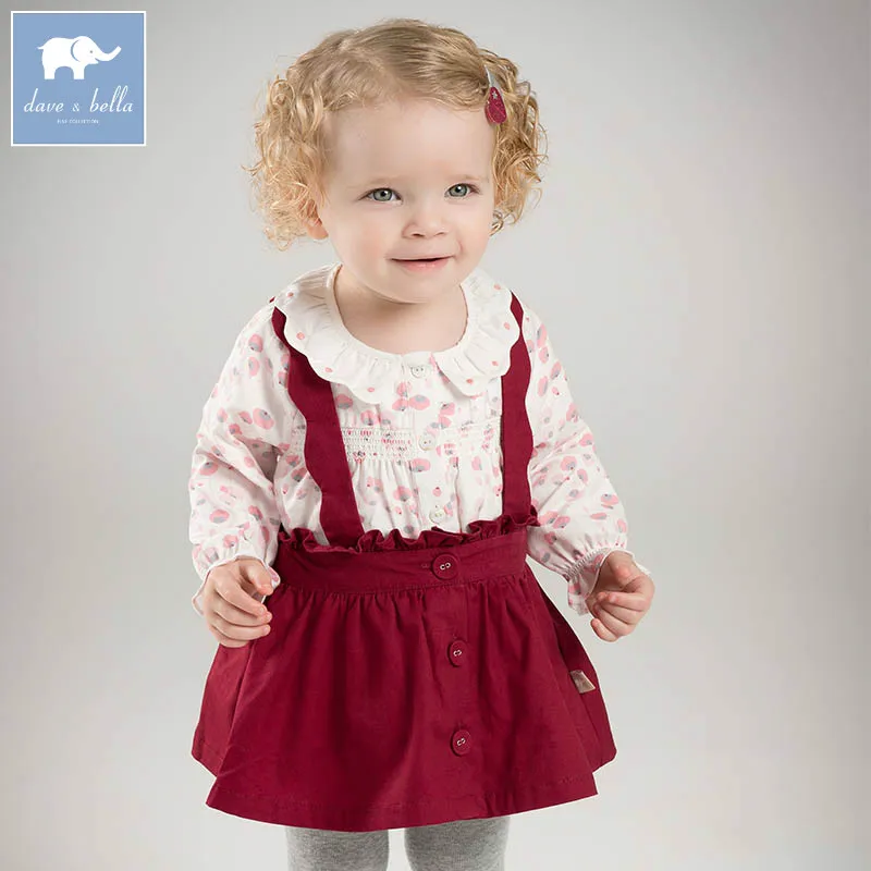 DBZ7257 dave bella spring infant baby girl's strap dress birthday party suspenders toddler children clothes | Детская одежда и