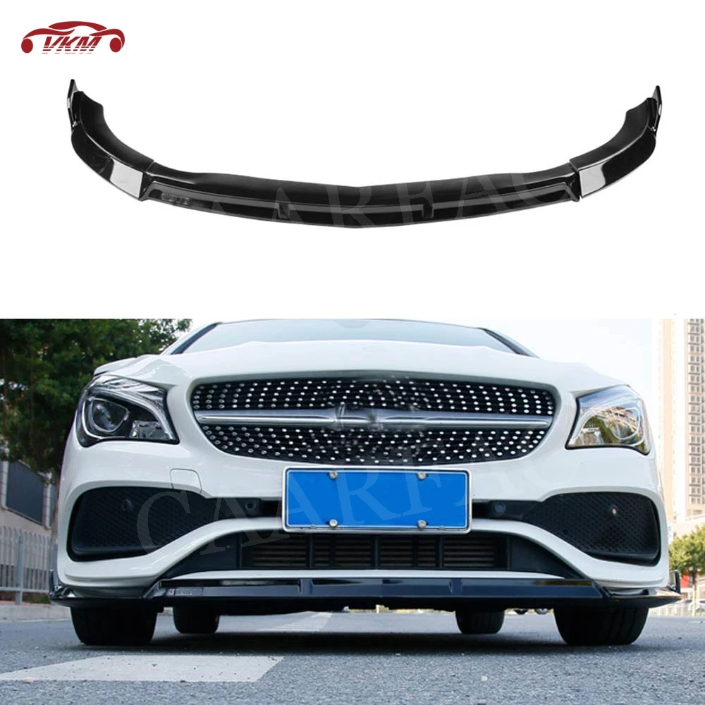 3 шт./компл. ABS черный Передний спойлер для Benz ClA Class W117 CLA200 CLA220 CLA260 CLA45 AMG 2016 2017