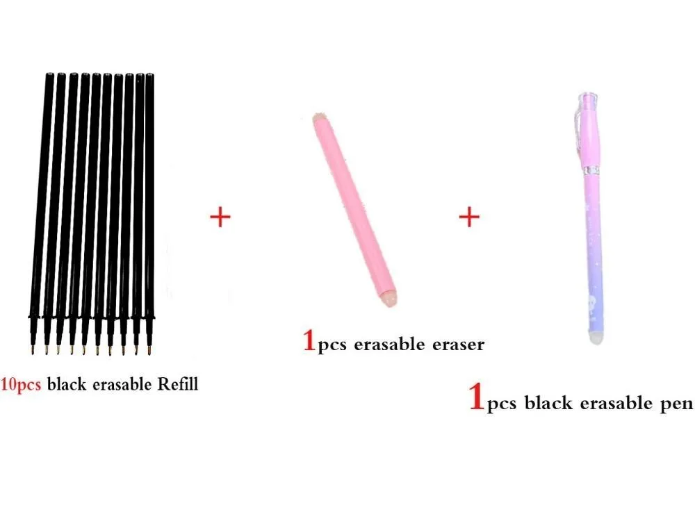 10pcs black set 20 шт./компл. черные, голубые чернила гелевых ручек со стирающимися чернилами ручка заправки стержней большая Ёмкость записи Замена для бизнес планирования школьные принадлежности канцелярские товары - Цвет: 10pcs black set