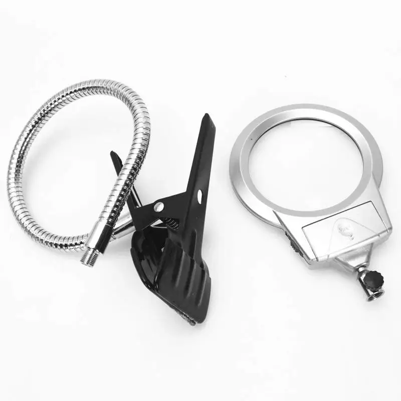 2х 5х увеличительная лампа с зажимом 2 светодиодных подсветкой Hands Free