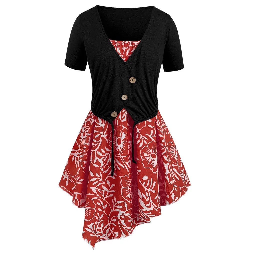 Новинка 2019 блузка на пуговицах с коротким рукавом топ бретельках принтом женская