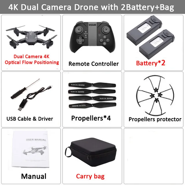4K 2B CB WiFi FPV RC Дрон 4K камера оптический поток 720P двойная камера RC Квадрокоптер складной селфи Дрон Visuo XS816 VS XS809S SG106 - Цвет: 4K 2B CB